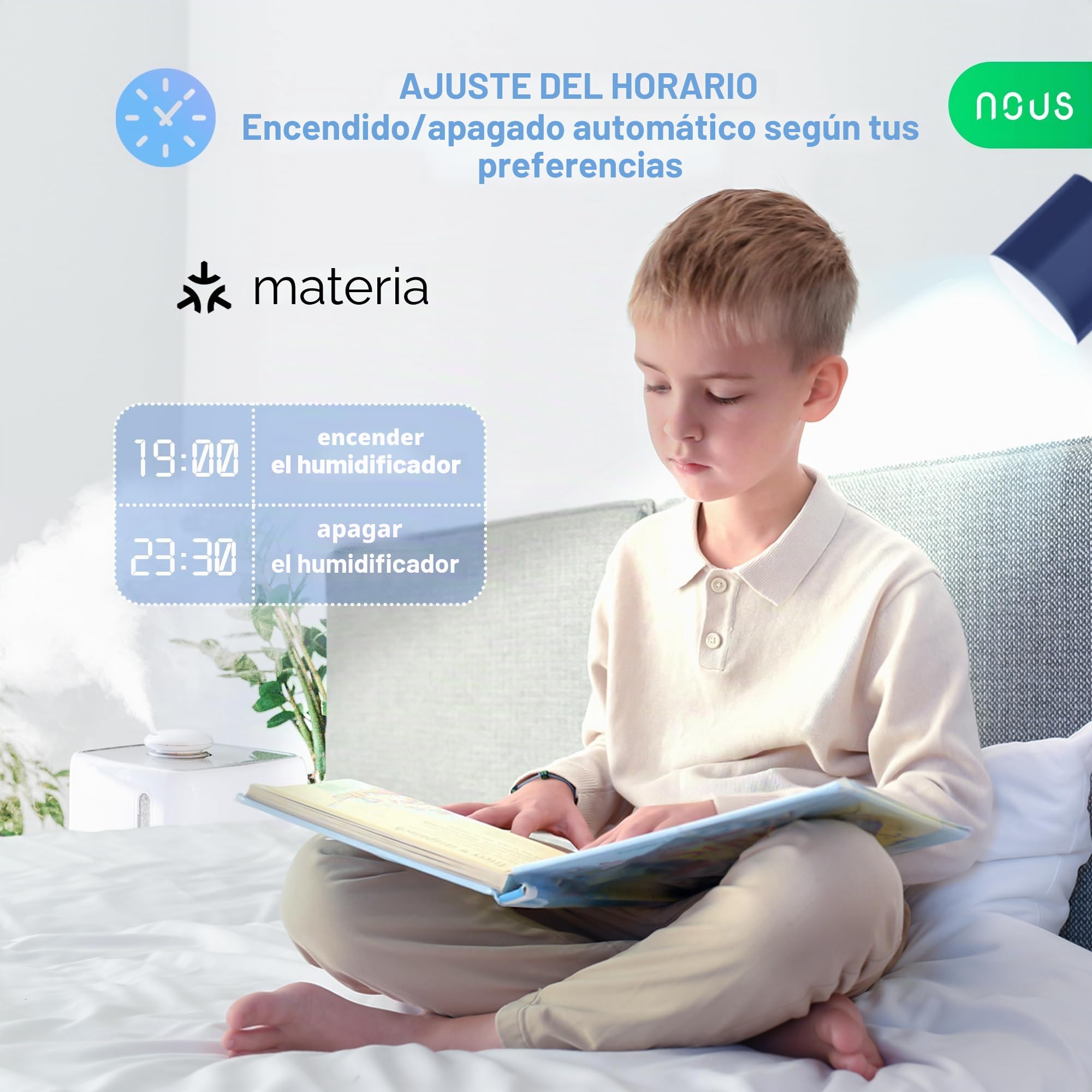 NOUS Enchufe Inteligente Matter con Monitorización de Consumo, 16A 3840W, Compatible con Alexa, Google Home, Apple Homekit, Tuya, SmartThings, Control Remoto por App, WiFi 2.4 GHz