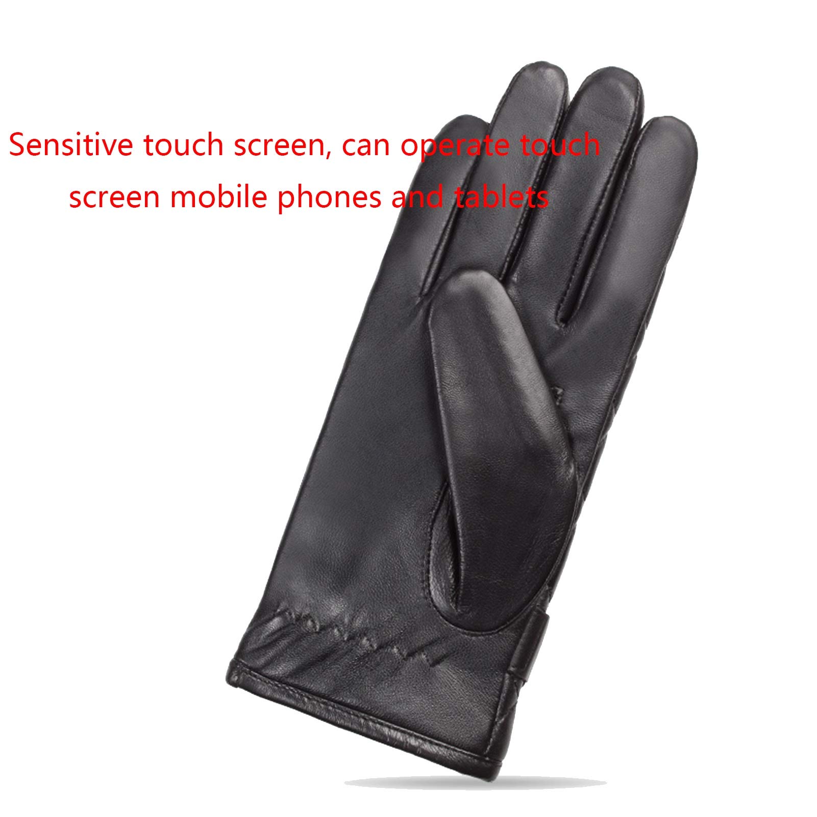 Axdwfd Guanti degli Uomini di Inverno, Touch Screen Gloves All'aperto Antivento di Guida, con Fodera in Pile (Color : Black, Size : S)