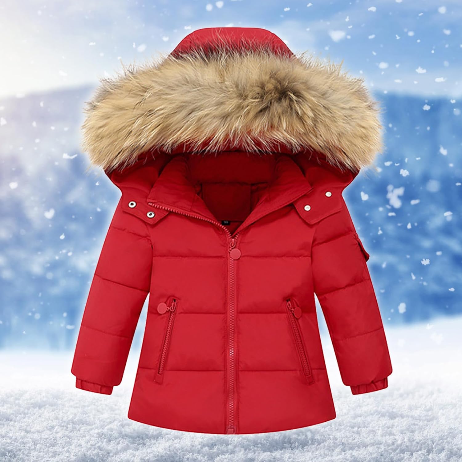 2 Piece Toddler Kids Snowsuit - Waterproof Hooded Jacket and Skibib Overalls Boys Girls Warm Winter Ski Suit 1-6Y