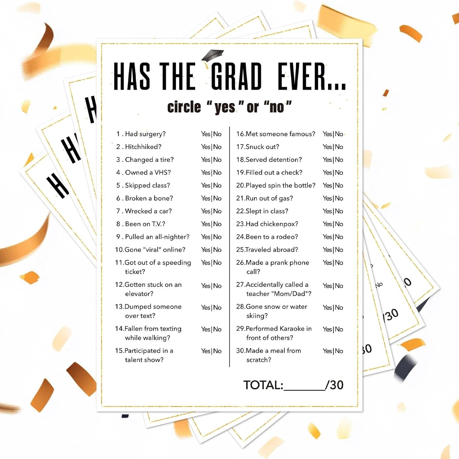 Graduation Party Games - Has the Grad Ever Grad Party Favors - Graduation Favors for Guests 2026 for High School Senior College -25 Pcs -A06