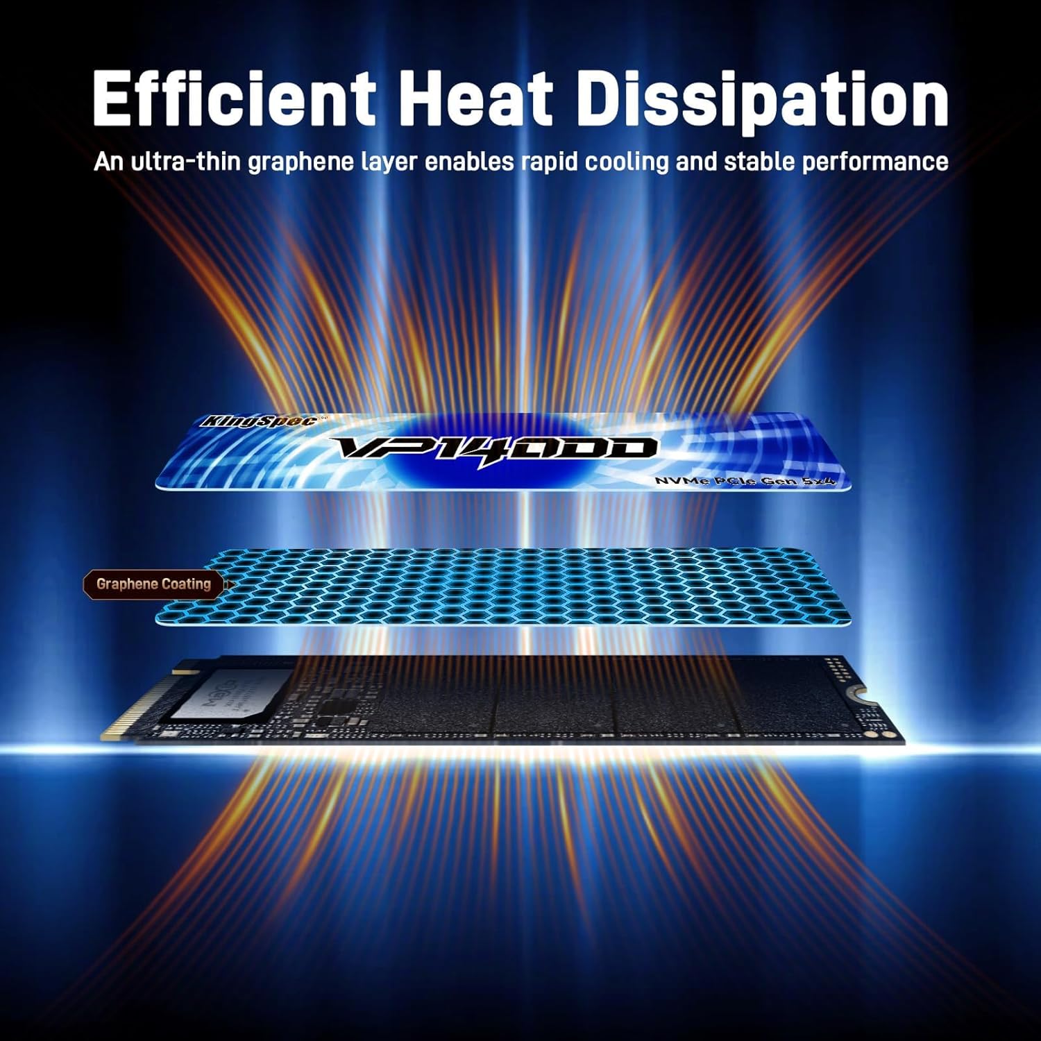 KingSpec 1TB M.2 Gen5 NVMe SSD 2280 Internal Solid State Drive | Up to 14,000MB/s Read Speed for Gaming PC, Video Editing, Content Creation, PS5 Compatible