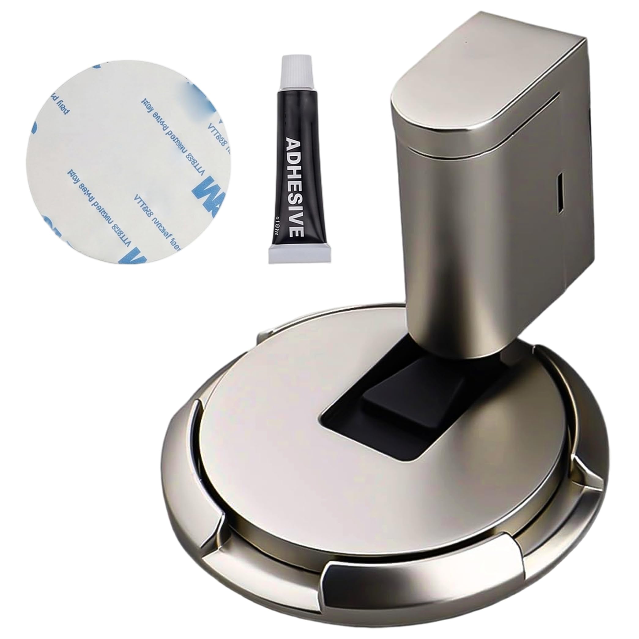 Ameble Style 1 Mechanical Windproof Magnetic Door Stopper With Heightening Pad, No-Drill & Drill Installation Options, Adhesive Door Holder For Floor, Wall,