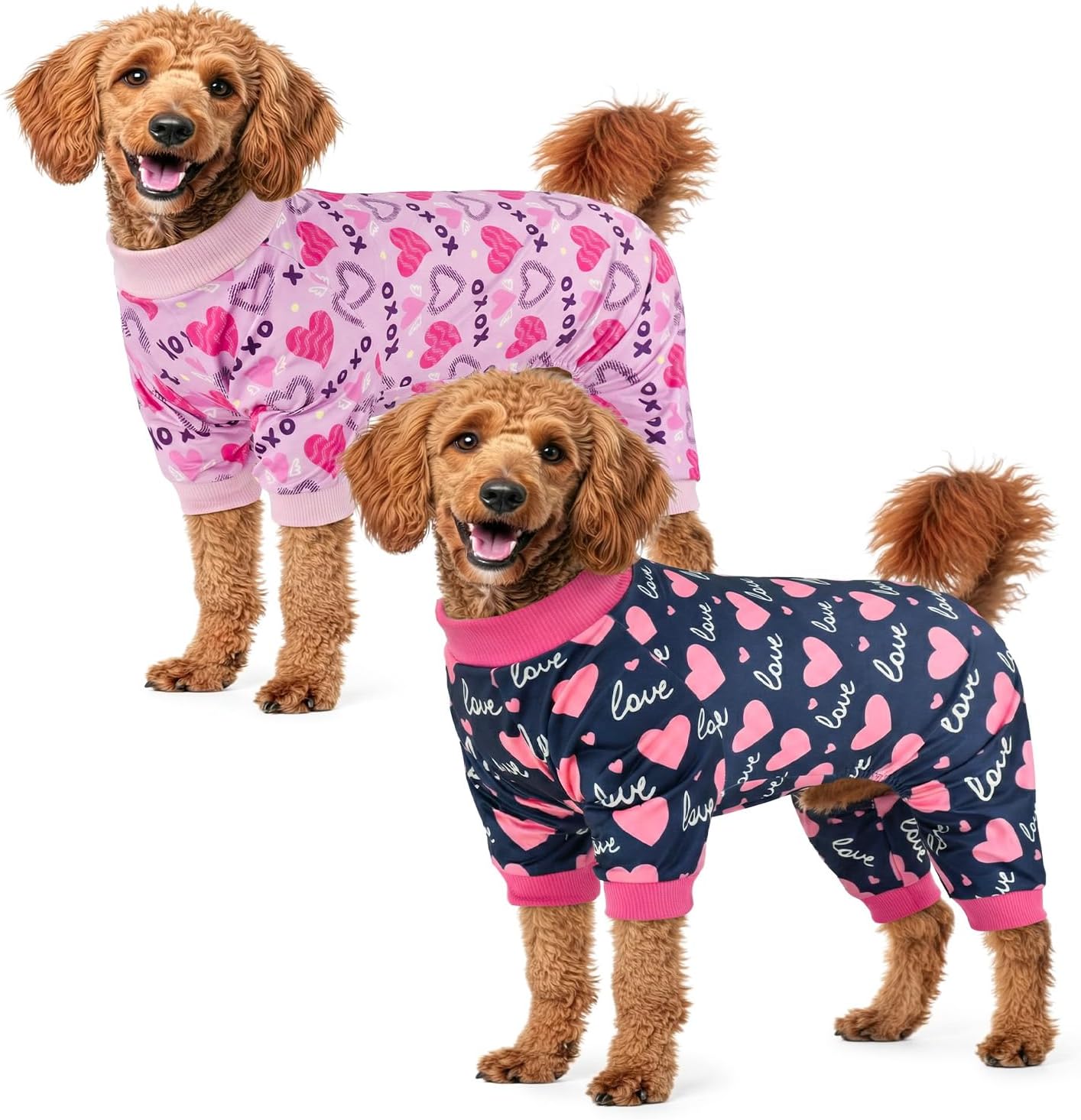 Vehomy Pijama de San Valentín para Perro, 2 Piezas, Talla XL