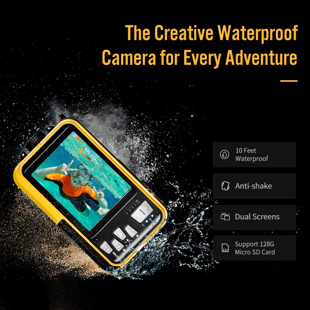 Appareil Photo Etanche Appareil Photo Etanche Numérique avec Double écran 2.7K 48MP Camera étanche pour Caméra Selfie de Plongée en Apnée