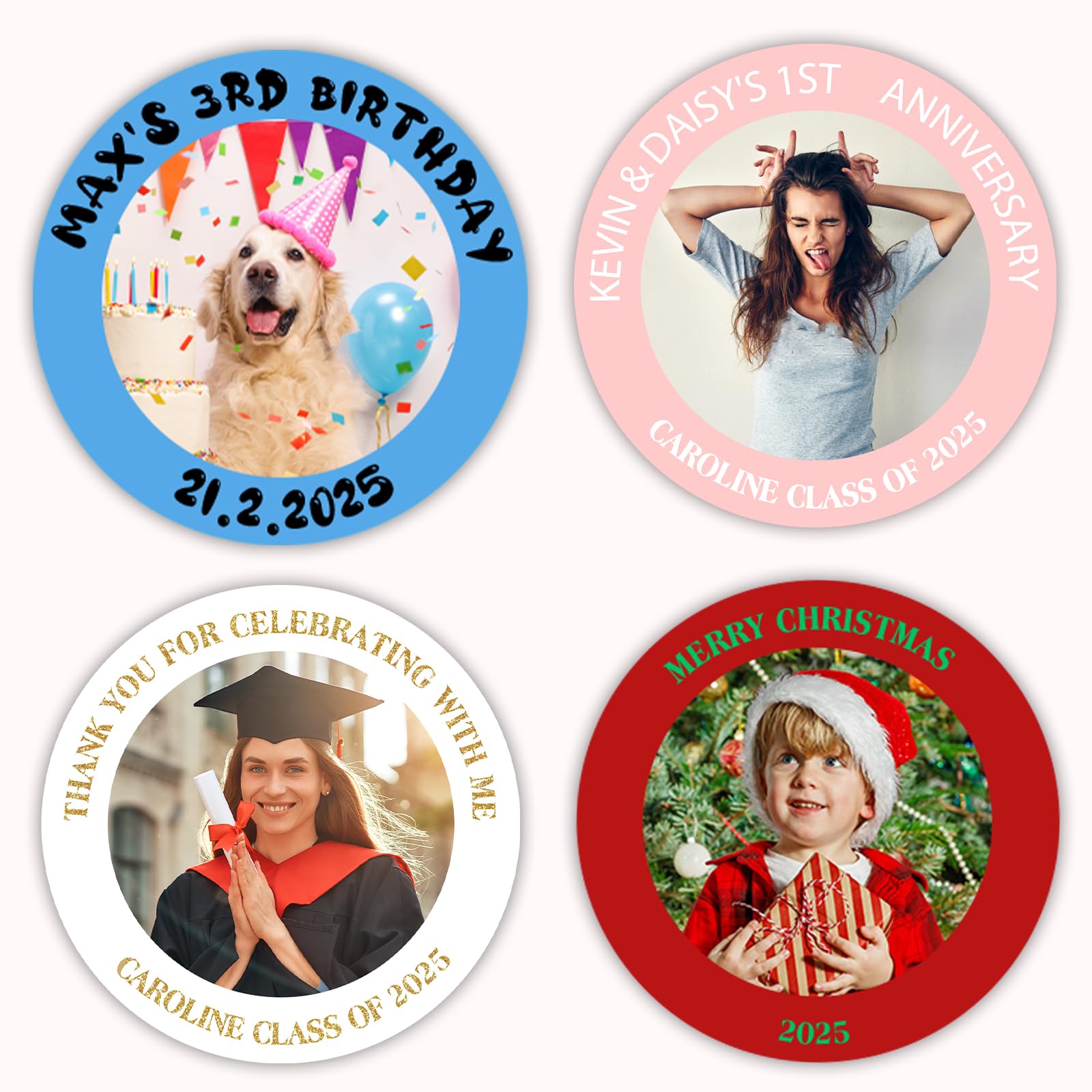 50-1000 Pack Personalized Photo Sticker Custom Stickers with Text Picture Image Customized Die Cut Waterproof Vinyl Decals for Cups Birthday Party