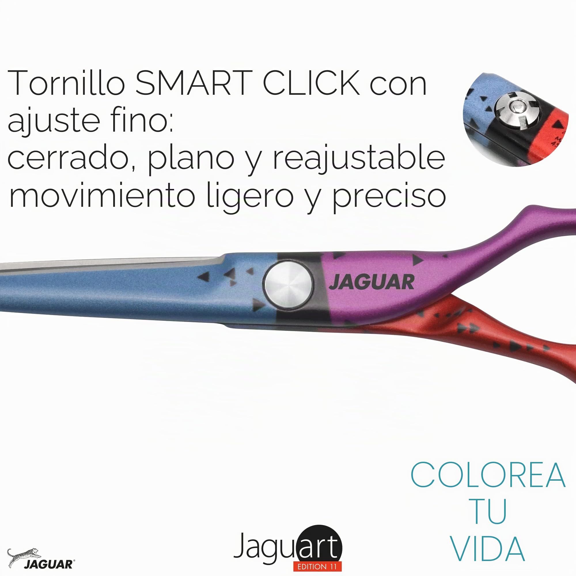 JAGUAR Jaguart Focus on 5.5" | Tijeras de peluquería con diseño offset | Revestimiento hipoalergénico y resistente de alta tecnología en calidad fotográfica | Fabricado en Alemania