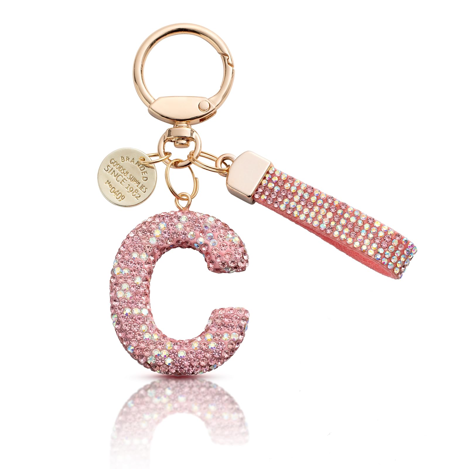 MORSUNBELA Schlüsselanhänger Buchstabe Glitzer Schlüsselanhänger mit Anfangsbuchstabe Keychain Strass für Frauen Damen Mädchen