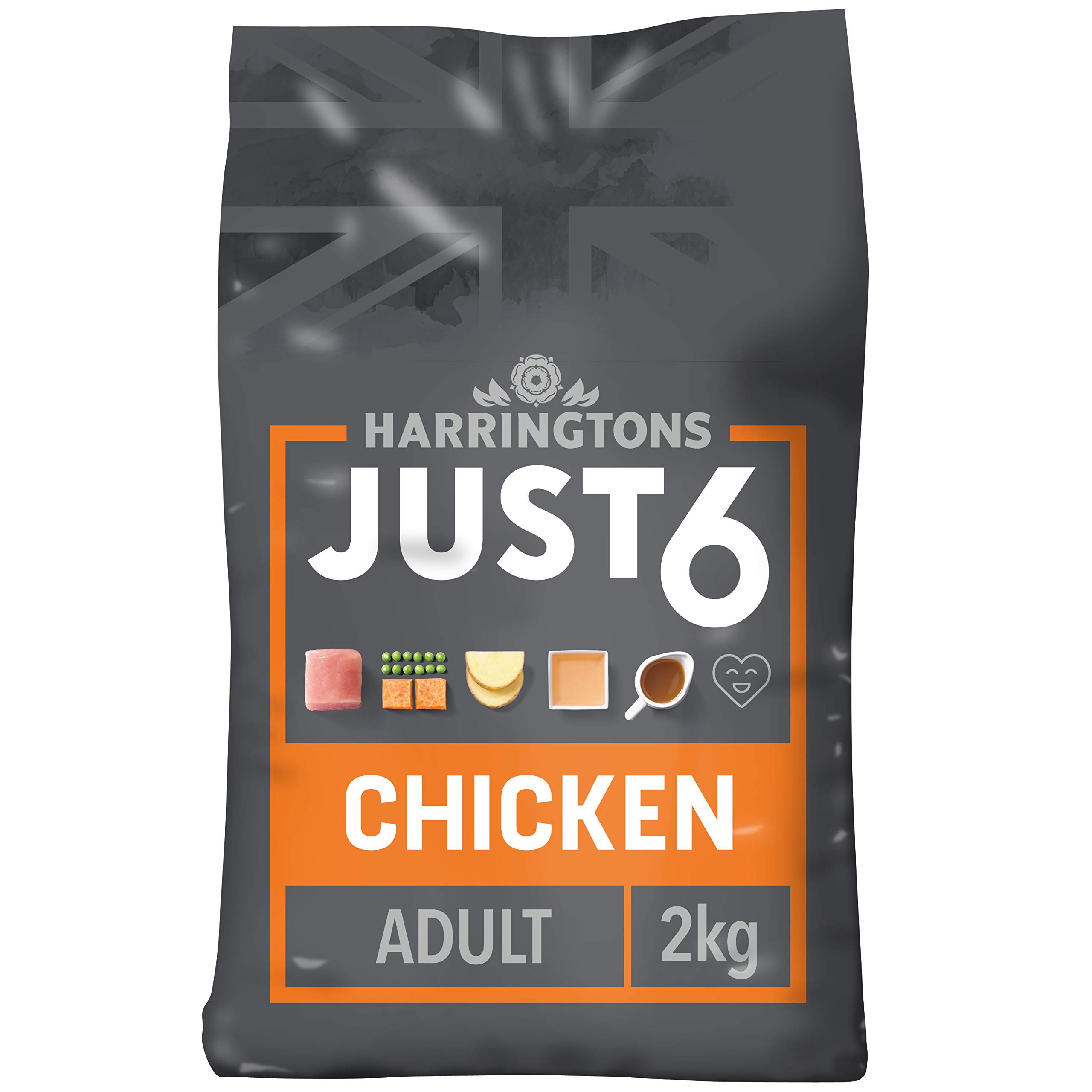 Just 6 Slow Baked Complete Grain Free Chicken and Sweet Potato Dry Dog Food, 2 kg, Pack of 4