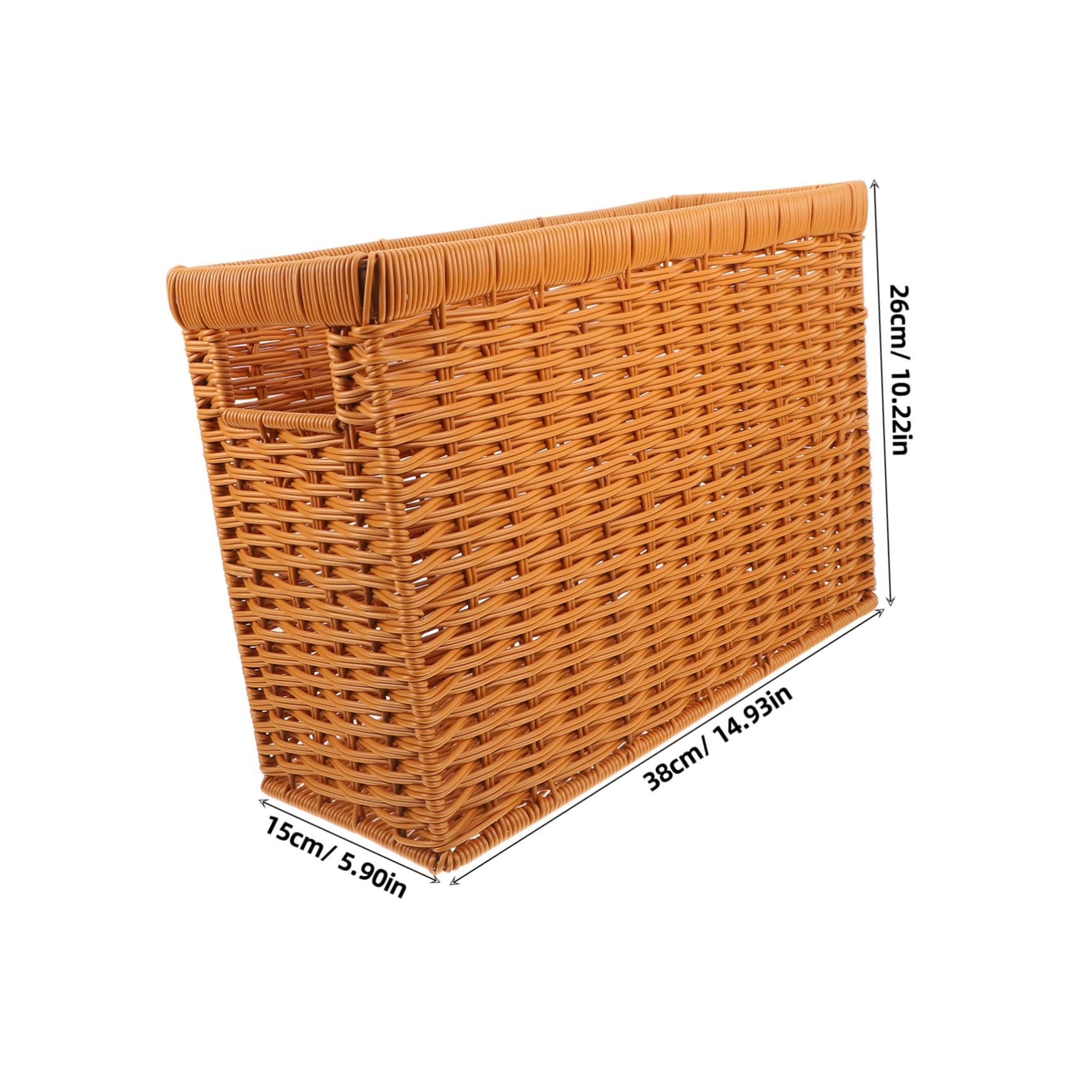 PRETYZOOM Imitation Rattan Woven Storage Basket for Books Magazines Shelf Organizer with Traditional Japanese Design Versatile for Home Decor Living Space Organization