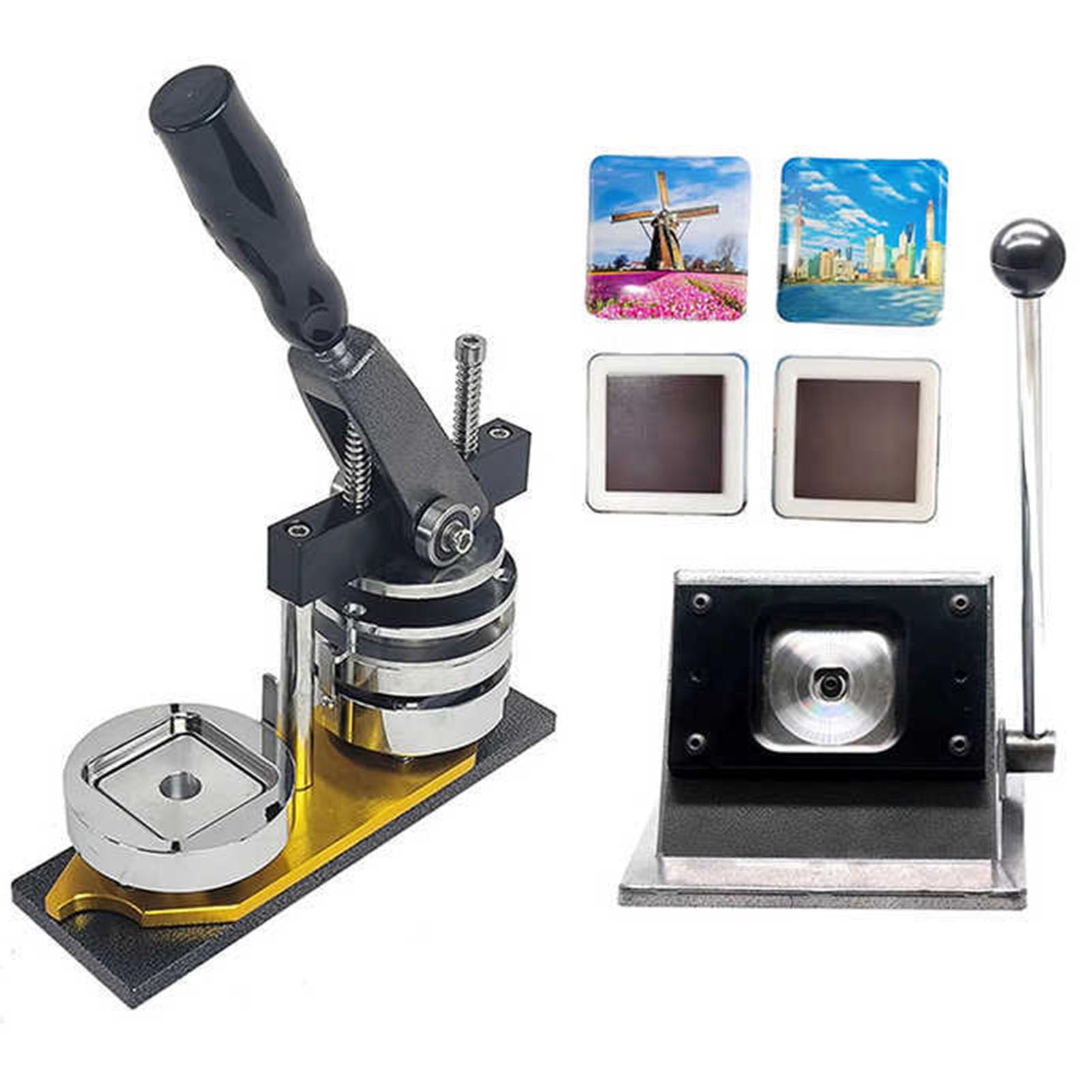 GTHTUHFD Fridge Magnet Machine Badge Maker Machine Fridge Magnet Button Badge Making, 50 * 50Mm Professional Metal Badge Maker, With Paper Cutter + 100Pcs Component, For Diy