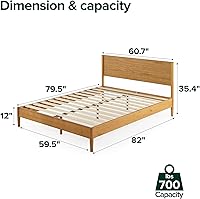 Vista 2 de Zinus Allen Mid Century Wood Platform Bed Frame, Solid Wood Foundation, Wood Slat Support, No Box Spring Needed, Easy Assembly, Queen
