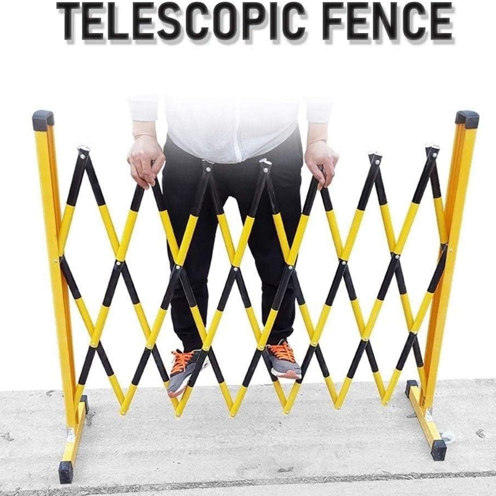 Barrera de seguridad extensible para puerta retráctil, ideal para zonas de trabajo, garajes, muelles de carga. Valla metálica fácil de mover para mayor seguridad.
