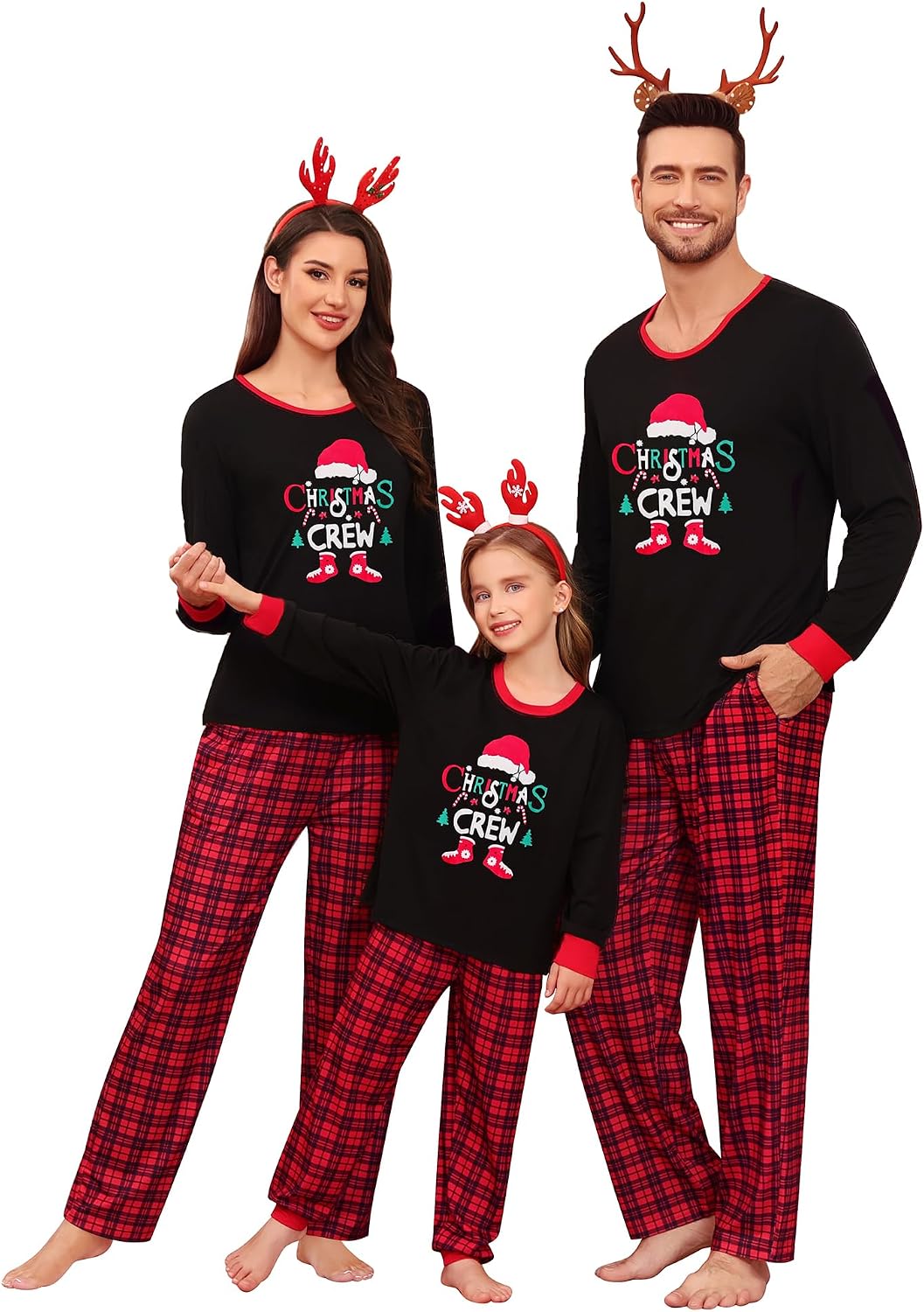 SWOMOG Couple Matching Pajamas Set Christmas Pajamas Long Sleeve Button Down Pj Set Festival Party Xmas Sleepwear
