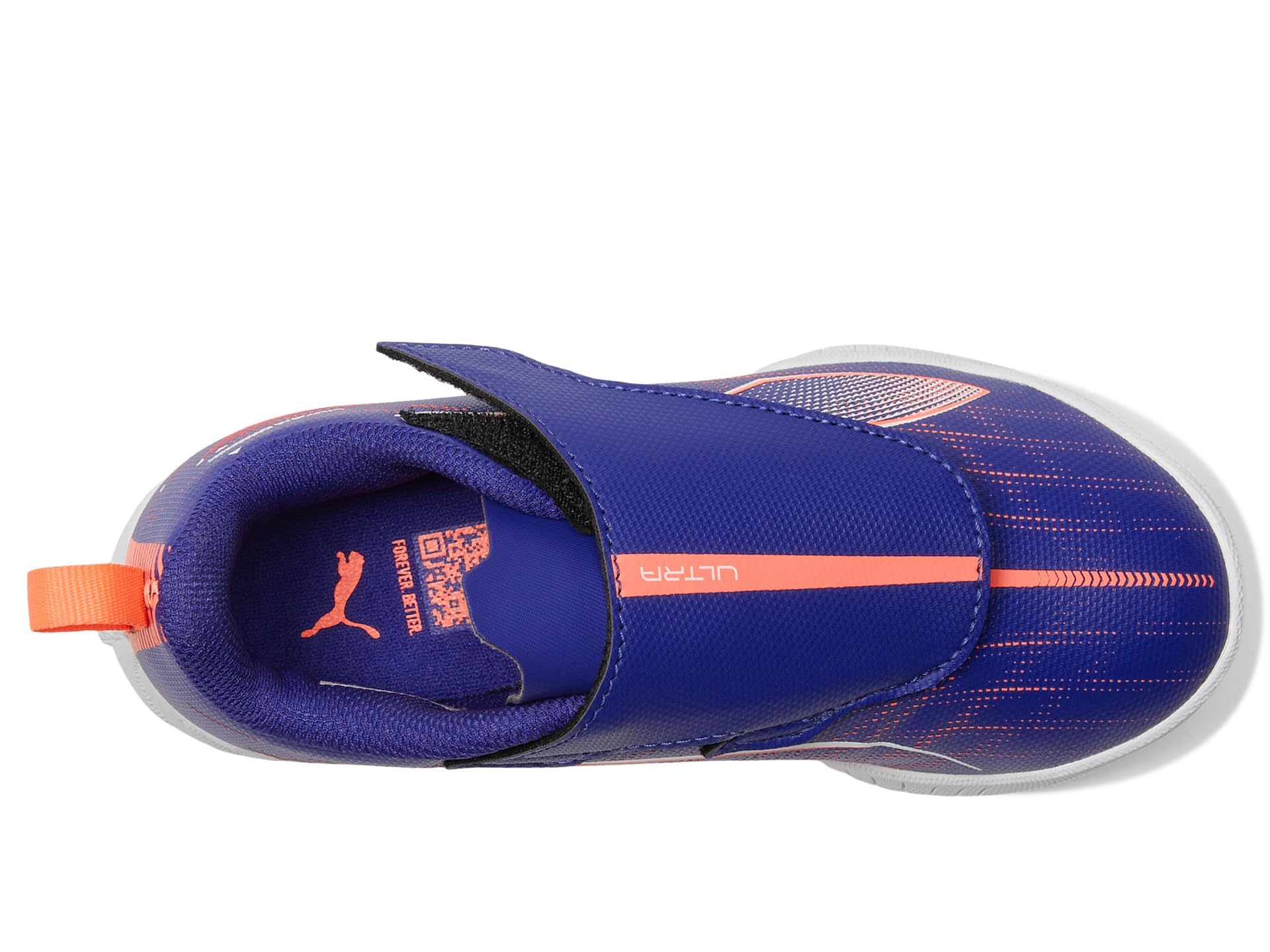 PUMA Ultra Play Hook and Loop Turf Training Sneaker, Lapis Lazuli White-Sunset Glow, 4.5 US Unisex Little Kid