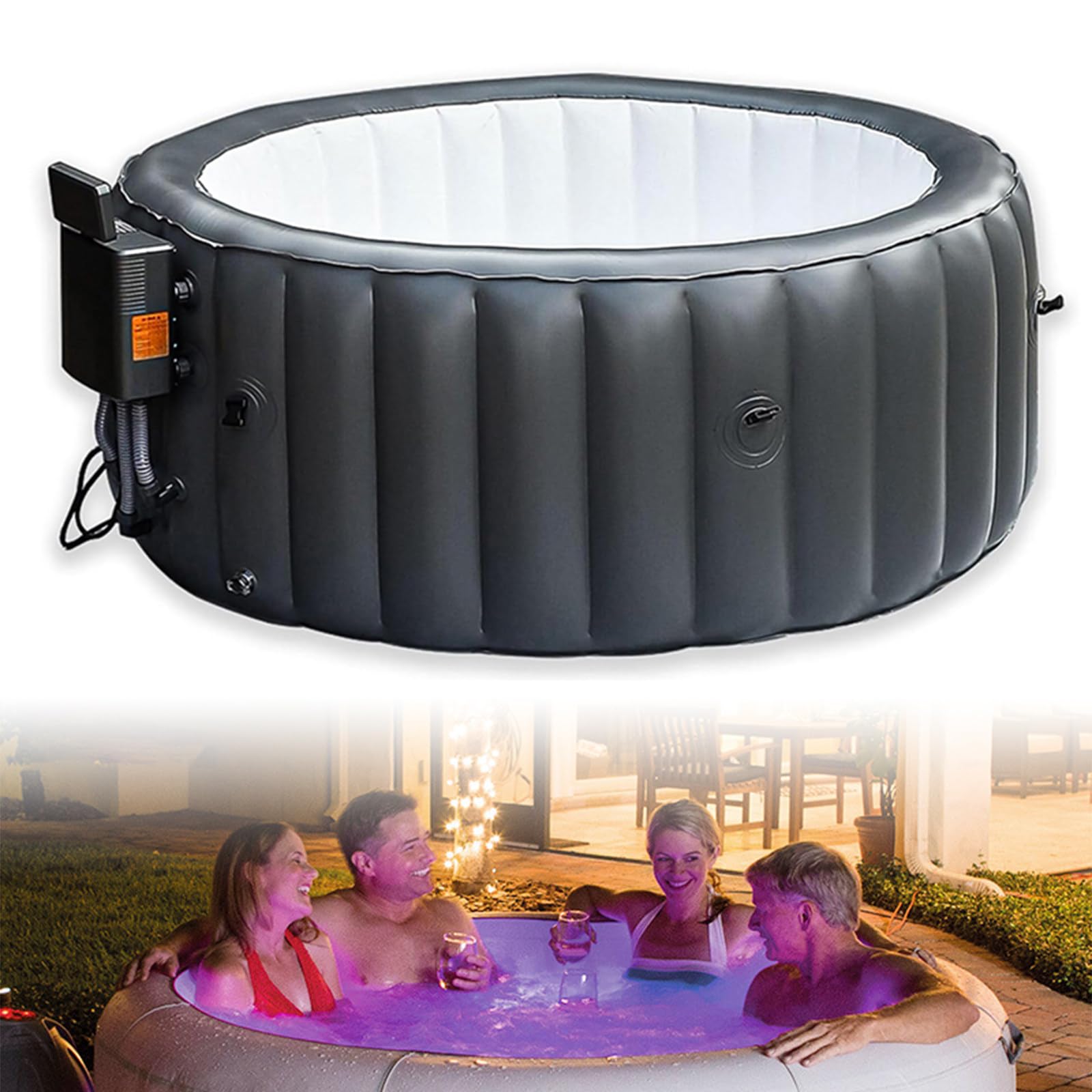 Spa Gonflable 3-4 Personnes 180 Cm, Spa Portable Extérieur, Spa Gonflable Portable, Température Jusqu'à 42°c/104°f, avec 150 Jets Et Panneau De Contrôle, pour Maison