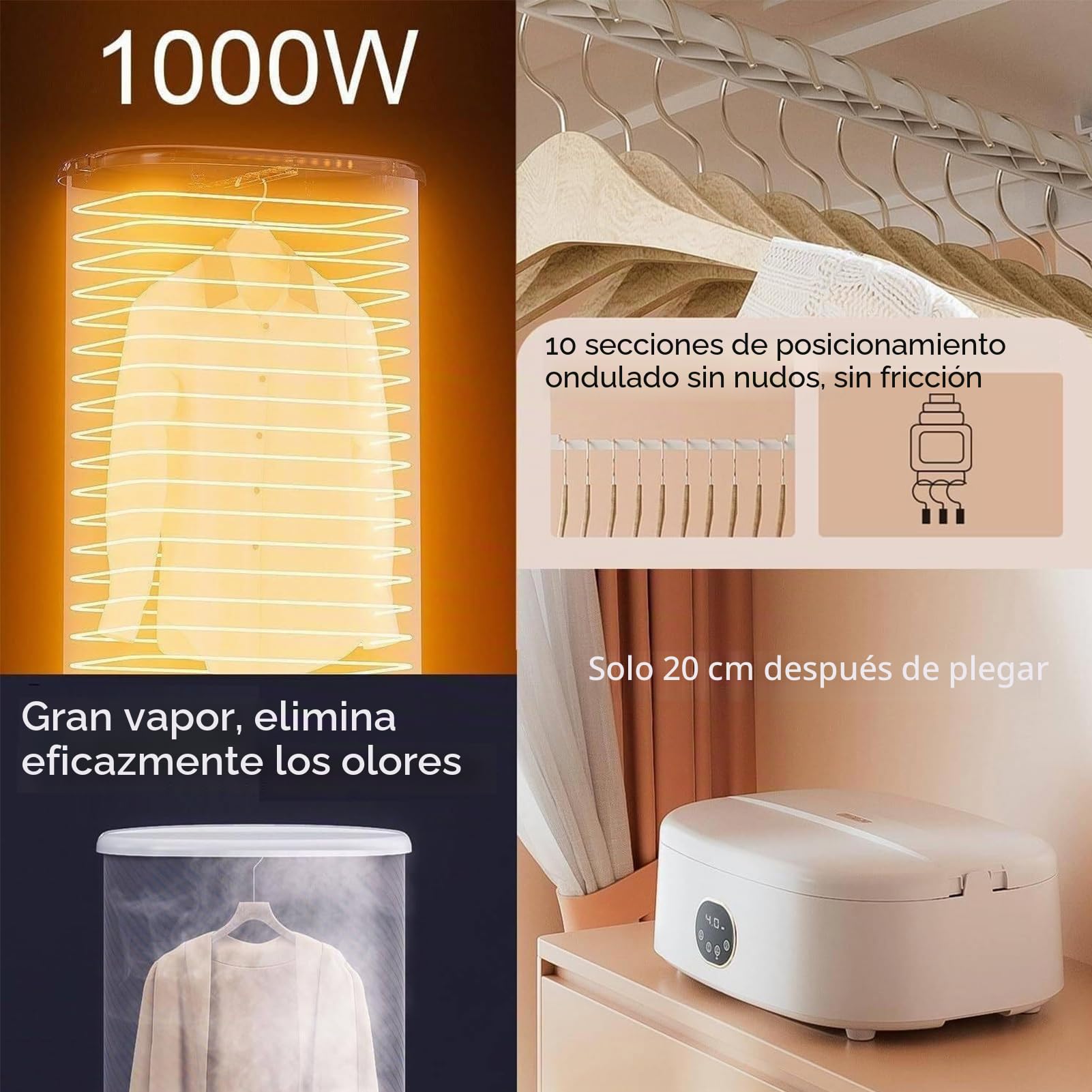Máquina de planchado a vapor automática Máquina de planchado plegable de secado de 1000 W Temporizador De 240 Minutos Y Temperatura Constante De 360° Rápida y fácil de Usar（Ayuda para planchar）