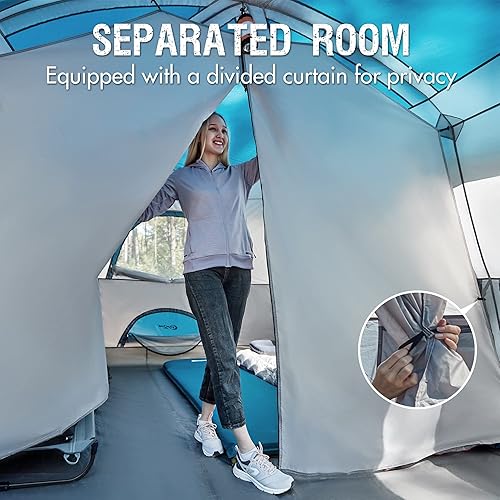 Miniatura 4 de PORTAL 6 8 10 Person Family Camping Tent with Porch, Big Family Camping Tent with Tall Height, Good Ventilation, Water Resitant Large Tent for