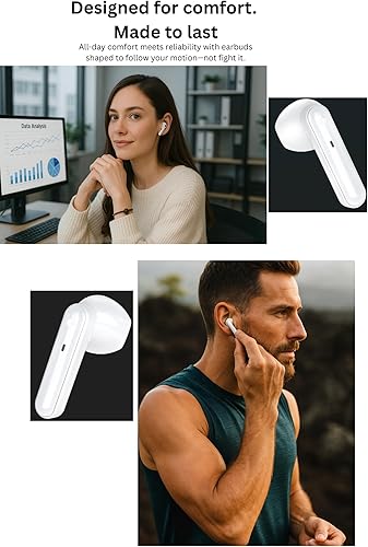 Miniatura 2 de Auriculares Bluetooth inalámbricos, sin costuras con cualquier iPhone y Android, micrófono integrado con funda de carga, graves profundos, 40 horas