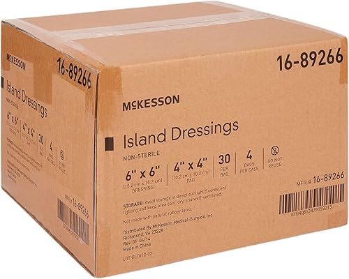 Vista 8 de McKesson Apósito adhesivo no tejido, almohadillas de gasa no estériles, 6 x 6 pulgadas, 1 unidad, 30 paquetes, 30 en total