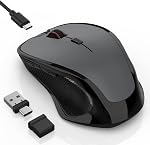 Wireless Bluetooth Mouse for iPad Pro MacBook Air PC, 2.4G Ergonomic Rechargeable Computer Mouse with Jiggler Mode, 3 DPI Levels & Forward/Back Buttons Laptop Mice for Office/Home/School - Red