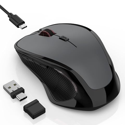 Bluetooth Wireless Laptop Mouse for MacBook Air Pro iPad Mac Ergonomic Rechargeable Mouse with Jiggler Mode 2 Mode