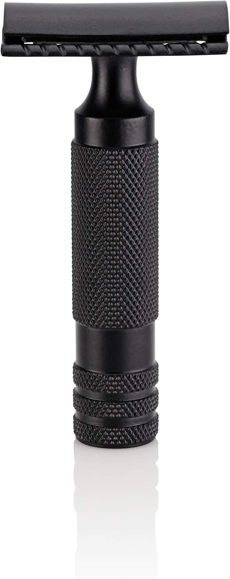 The Oculus Matte Black Stainless Steel Safety Razor from the Handlebar Shaving Company + 5 Free Double Edge Razor Blades