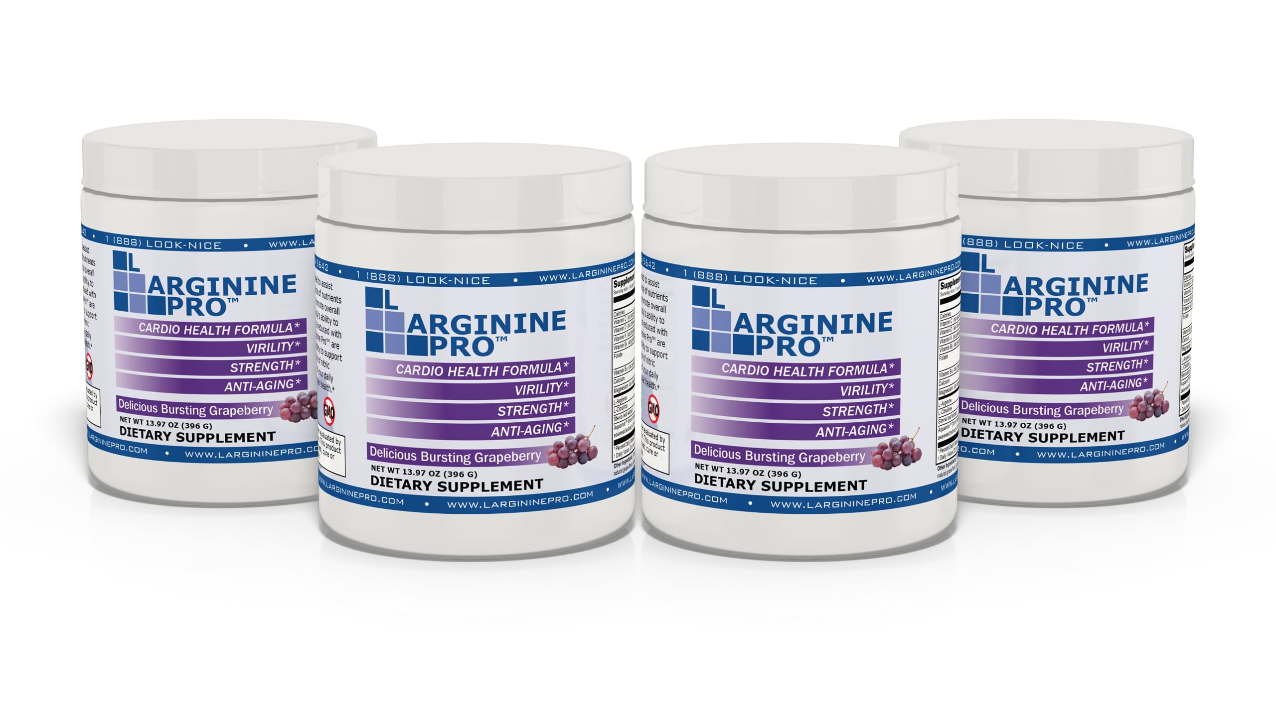 | 5,500mg L-Arginine Plus L-Citrulline 1,100mg Grape Powder Drink Mix Supplement for Increased Nitric Oxide Production