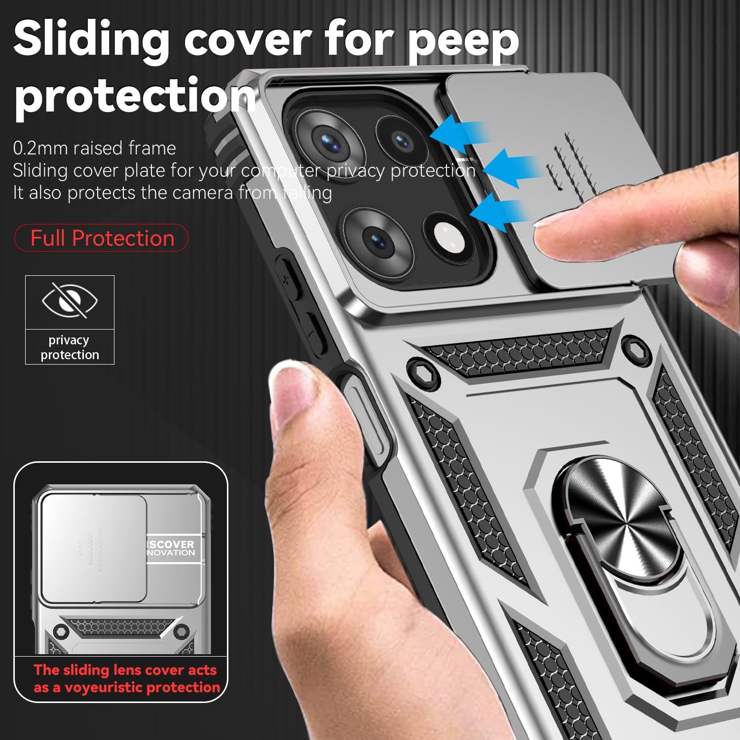  Phone Case for Motorola Moto G 5G 2025/Moto G 5G 2026/Moto G Play 2026 Case with HD Screen Protector & Slide Camera Cover & Kickstand, [Military-Grade] Phone Case, Silver thumbnail