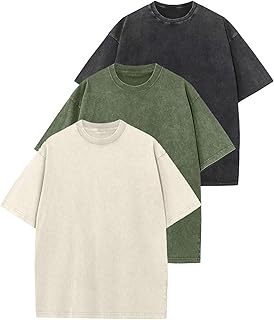 Arssm 3 Pack Men Oversized T Shirts Vintage Tee Loose Fit Short Sleeve Casual