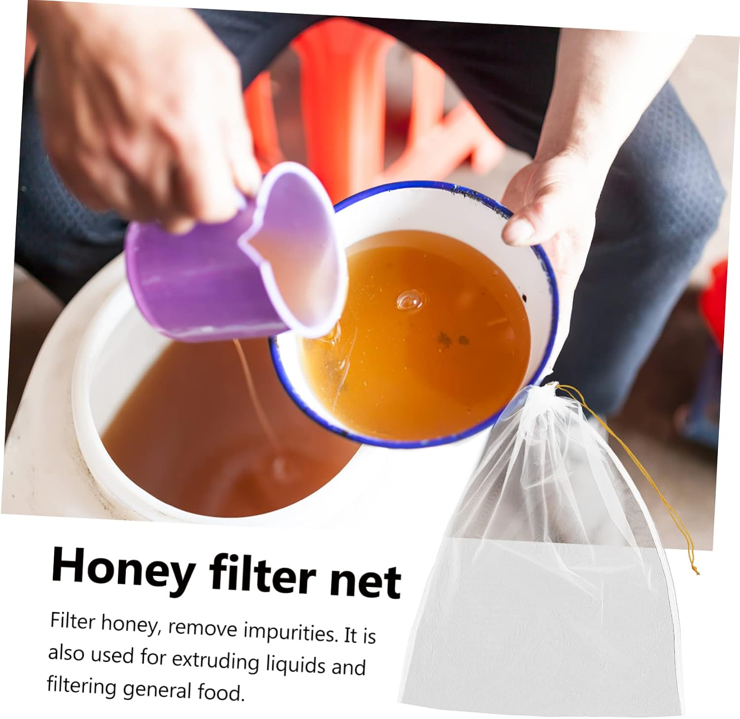 10pcs Nylon Honey Filter Bag Reusable Wide Opening 120 Grit