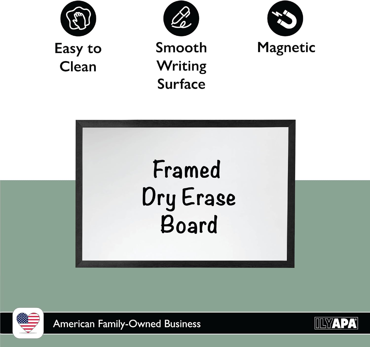 Ilyapa Extra Large Dry Erase Board for Wall - Wood Framed Magnetic White Board - 24 x 36 Inches Decorative Wall Hanging Menu Whiteboard - Black