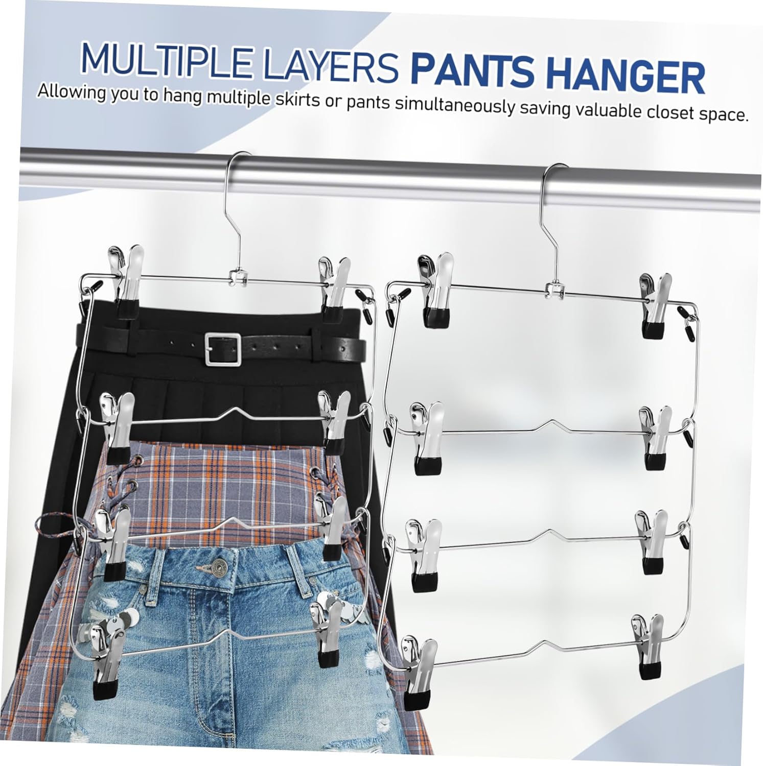 Alipis Multi Layer Skirt Hangers Space Saving Metal Hangers with Heavy Duty Clips Skid Design for Women Clothing Stylish Closet Organizers High Manganese