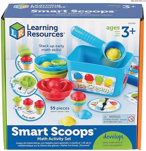 Miniatura 4 de Learning Resources Smart Scoops - Juego de actividades matemáticas, apilar y clasificar, desarrolla habilidades matemáticas tempranas, 55 piezas, a