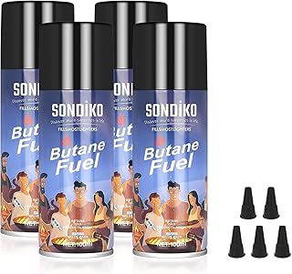 Sondiko Butane Refill, Premium Butane Fuel Canister 100ml, Premium Quality Fuel for Jet Flame Lighters and Torches(4 Can)