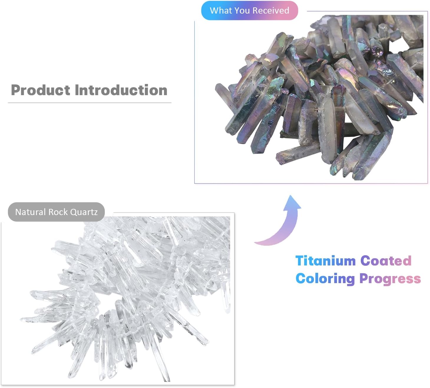 mookaitedecor Titanium Coated Rock Crystal Quartz Crystal Points Loose Beads Sticks Spikes Top Drilled 15 inches Strand - Image 4