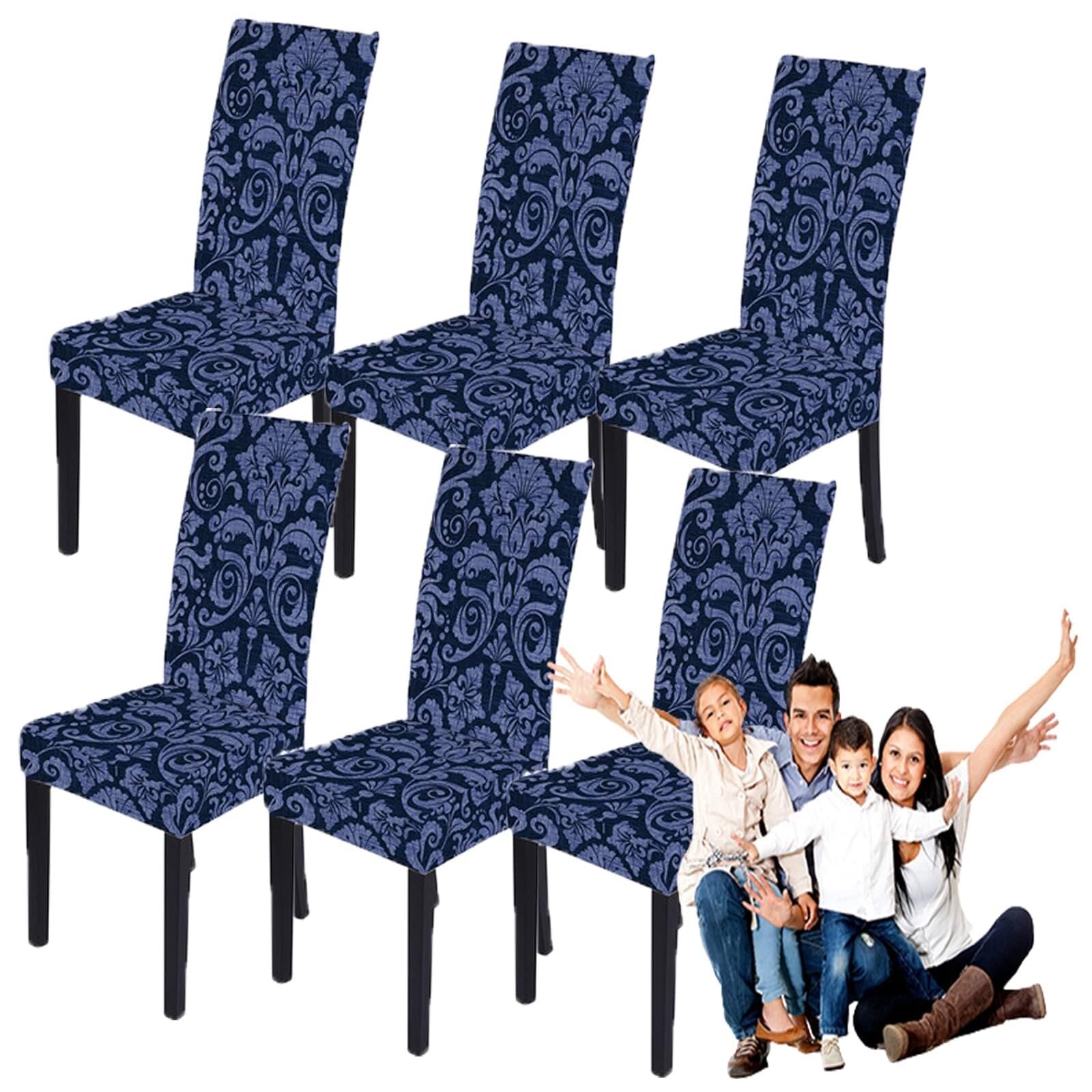 NMVAWIPT Stretchable Polyester-Spandex Dining Chair Covers Non-Slip Elastic Slipcovers For Room Banquet Hotel(7#,6pcs)
