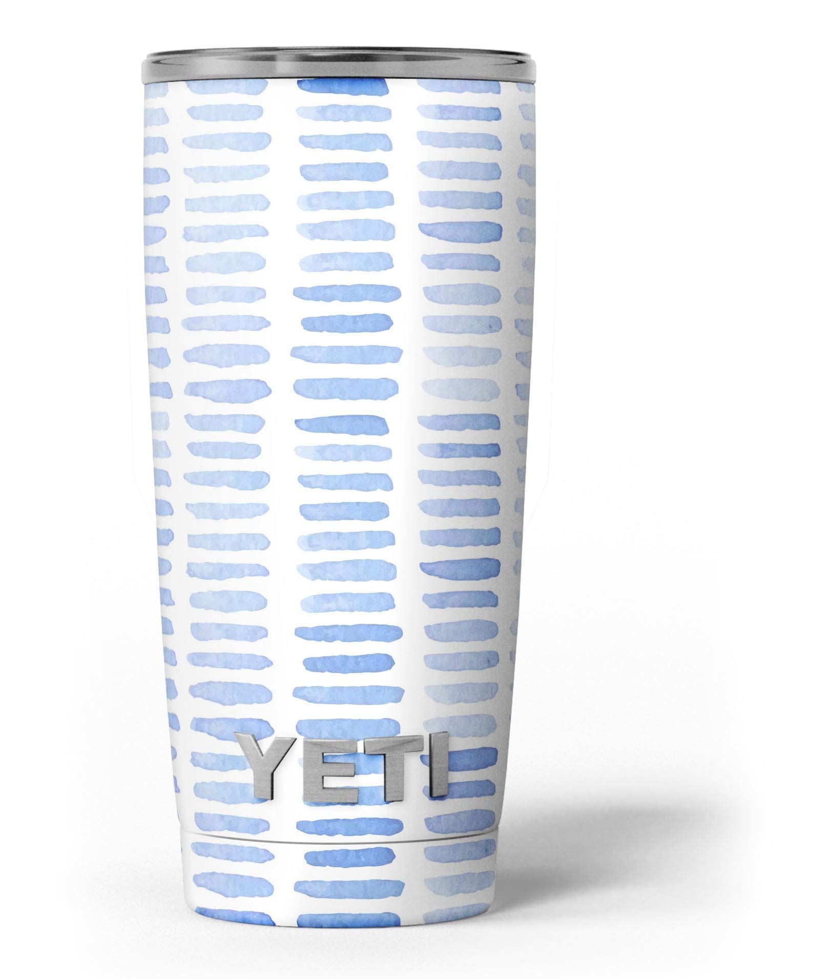 Design Skinz Blue Watercolor Brush Strokes - Skin Decal Vinyl Wrap Kit compatible with the Yeti Rambler Cooler Tumbler Cups