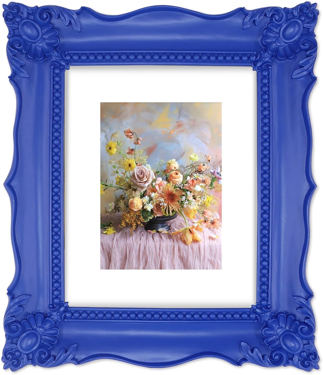 8x10 Picture Frame Matted to 5x7, Vintage Blue Wall and Tabletop Picture Frames 8x10 for Gallery Wall Desk Hallway Entryway Decor, Birthday Housewarming Gifts