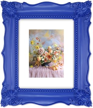 8x10 Picture Frame Matted to 5x7, Vintage Blue Wall and Tabletop Picture Frames 8x10 for Gallery Wall Desk Hallway Entryway Decor, Birthday Housewarming Gifts