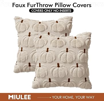 MIULEE Fall Pumpkin Pillow Covers Fall Decor Beige Brown Stem 18x18