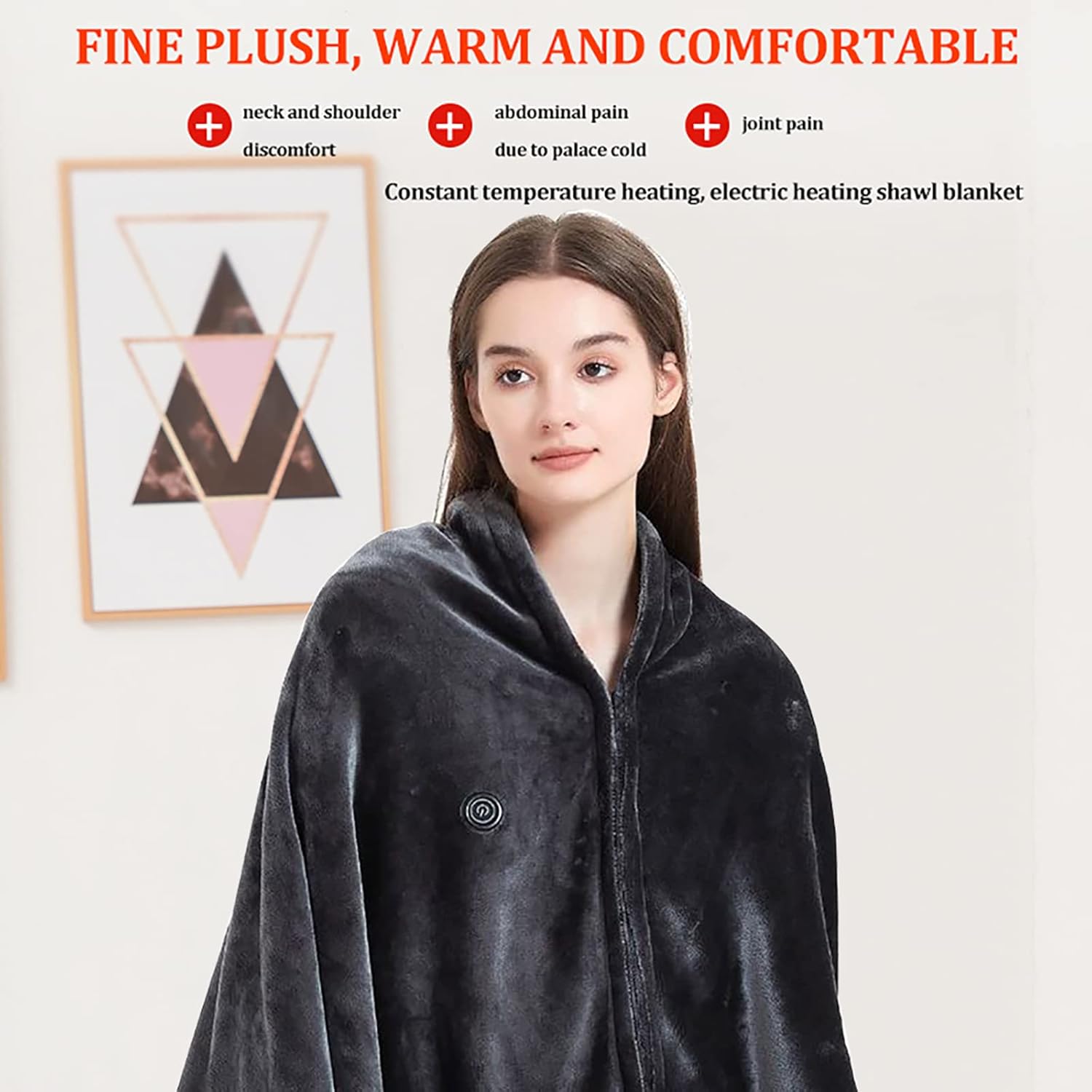 review JIZQHANX Portable USB Electric Heating Throw Blanket Flannel Shawl with Buttons for Women,3 Heating Levels,Electric Ultra Soft Throw Flannel Warm Cape,for Travel,Camping,Outdoor Use,Washable 150X85CM