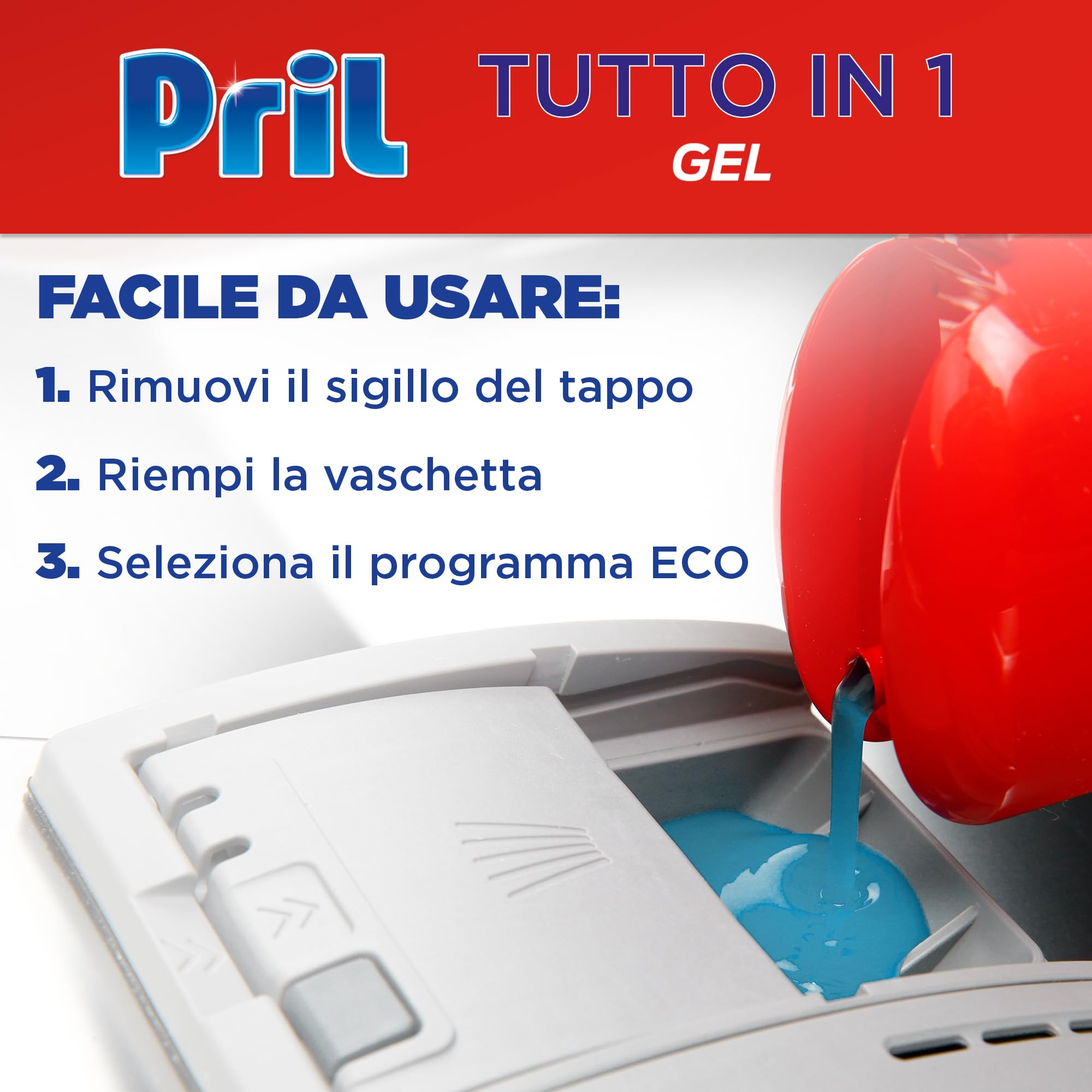 Pril Gel All In One Limone & Lime, Detersivo Lavastoviglie Liquido Multi-Azione Sporco Difficile, 8 Confezioni da 35 Lavaggi