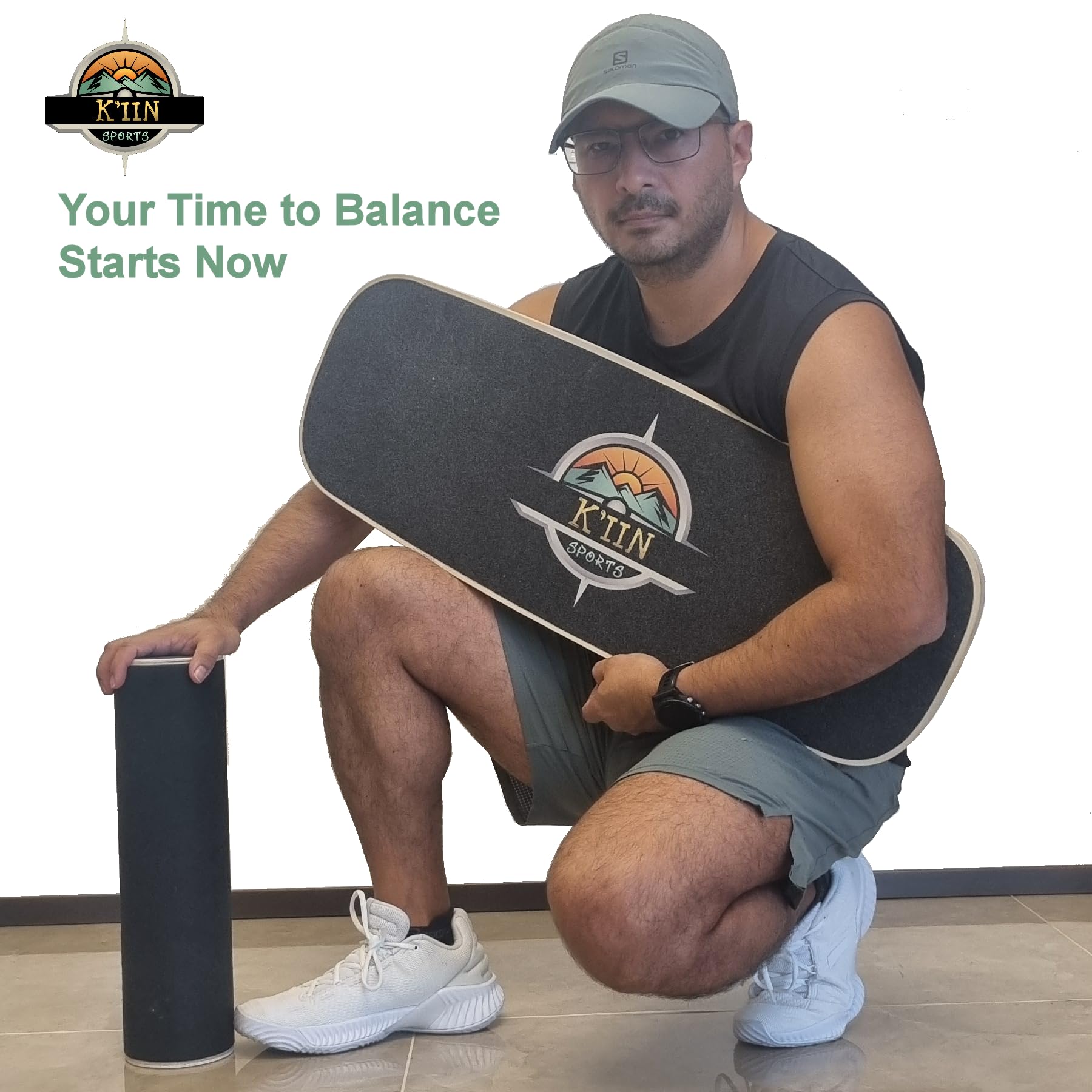 Balance Board Trainer mit verstellbaren Stoppern – Kernübung und Stabilitätstraining – Trainingsgerät für Kinder und Erwachsene – Balance-Board aus Holz für Therapie, Surfen, Skate, Yoga und Fitness