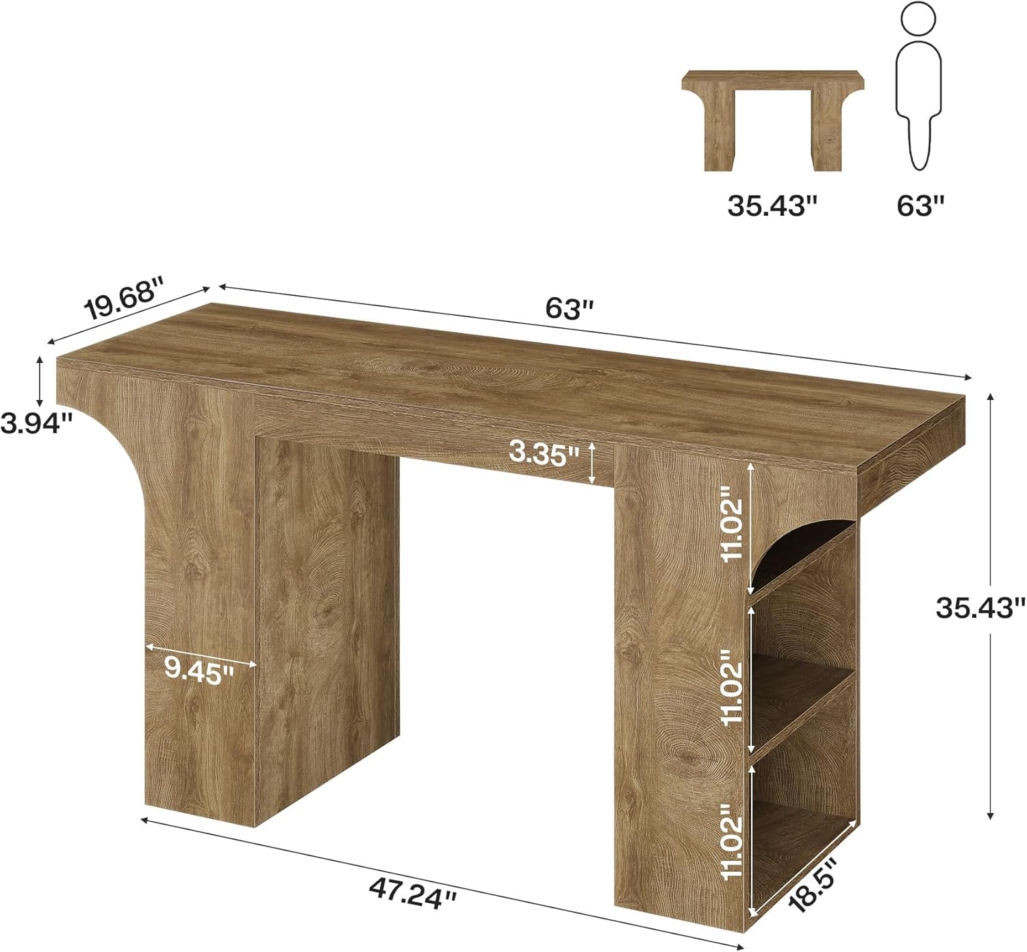 Close-up of the 3.94-inch thickened desktop, demonstrating its waterproof, stain-resistant, and scratch-resistant properties.