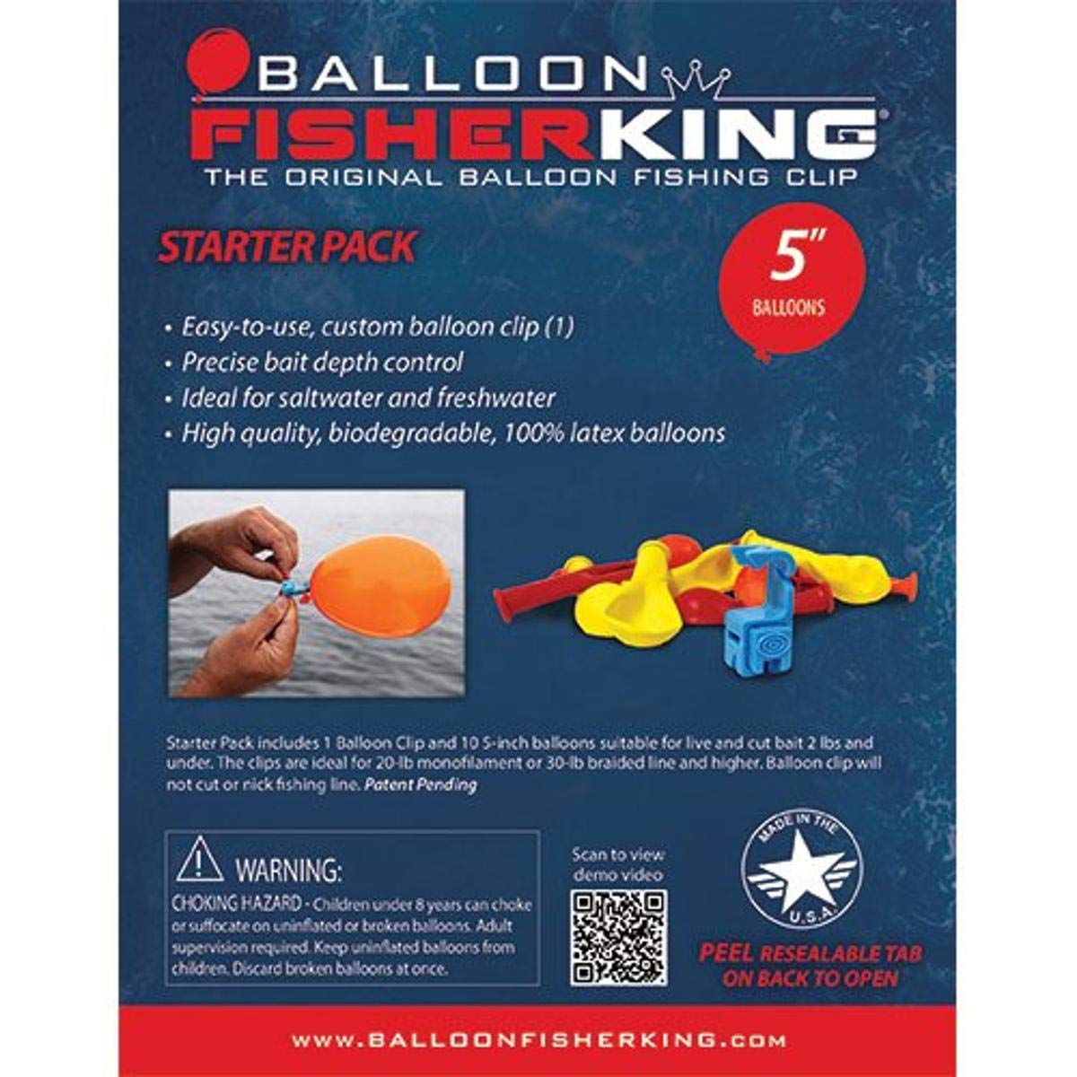 Balloon Fisher King41159 Starter Pack with 1 balloon clip and 10 5 inch balloons