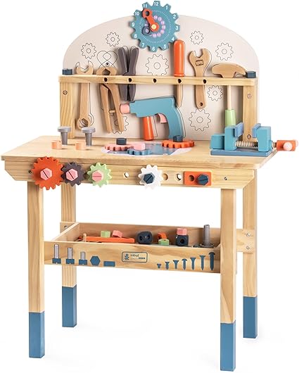 ROBUD Large Wooden Play Tool Workbench 