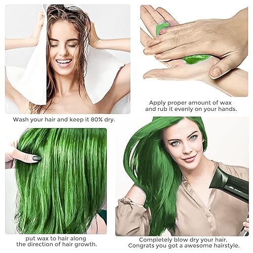 Miniatura 5 de VOLLUCK Cera de color de cabello temporal para el cabello, tinte para el cabello verde, arcillas para peinar el cabello, para fiestas, cosplay