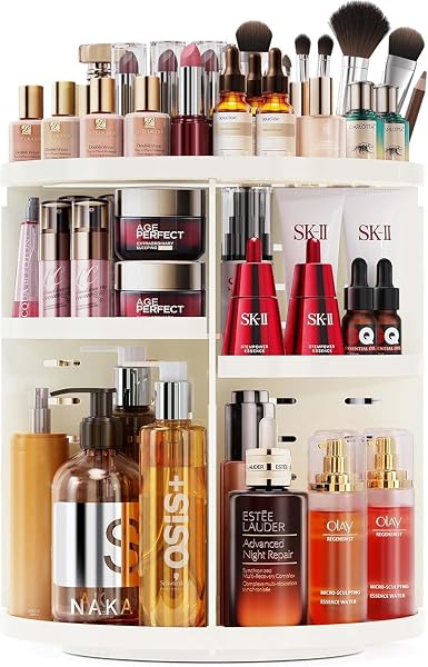 Auxmir organizer girevole per cosmetici bianco