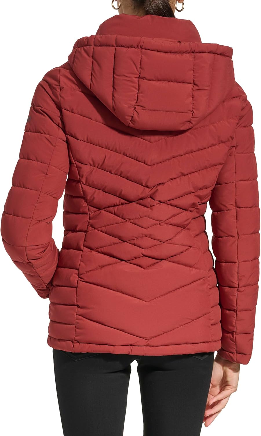 DKNY Womens Hooded Light-weight Puffer - Image 4