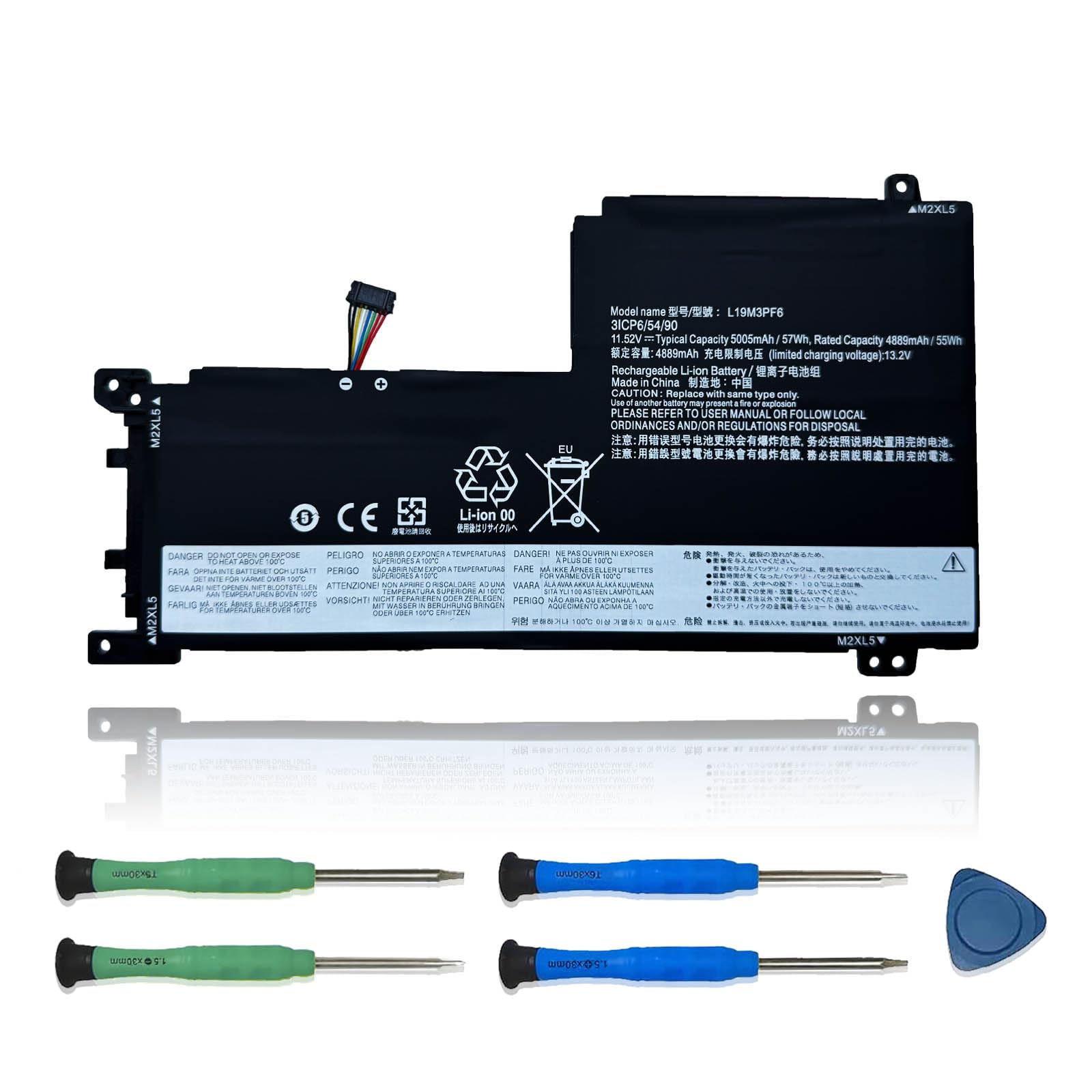 L19M3PF6 Laptop Battery Replacement for Lenovo IdeaPad 5-15ITL05 5-15ARE05 5-15IIL05 5-15ABA7 Series SB10W86952 5B10W86944 L19L3PF2 11.52V 57Wh 5005mAh